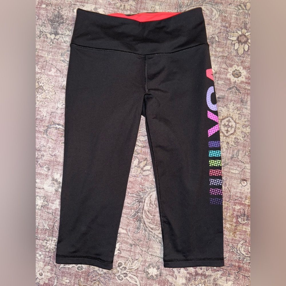 Victoria's Secret Women’s Black Cropped Leggings with Rainbow Logo - Picture 3 of 3